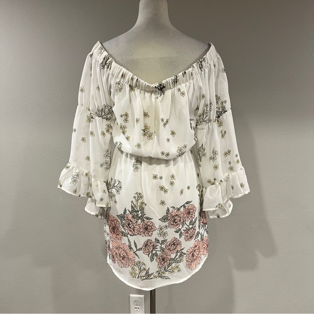 Indulge long‎ sleeve Floral Off-Shoulder mini Dress cottagecore style - Picture 7 of 14